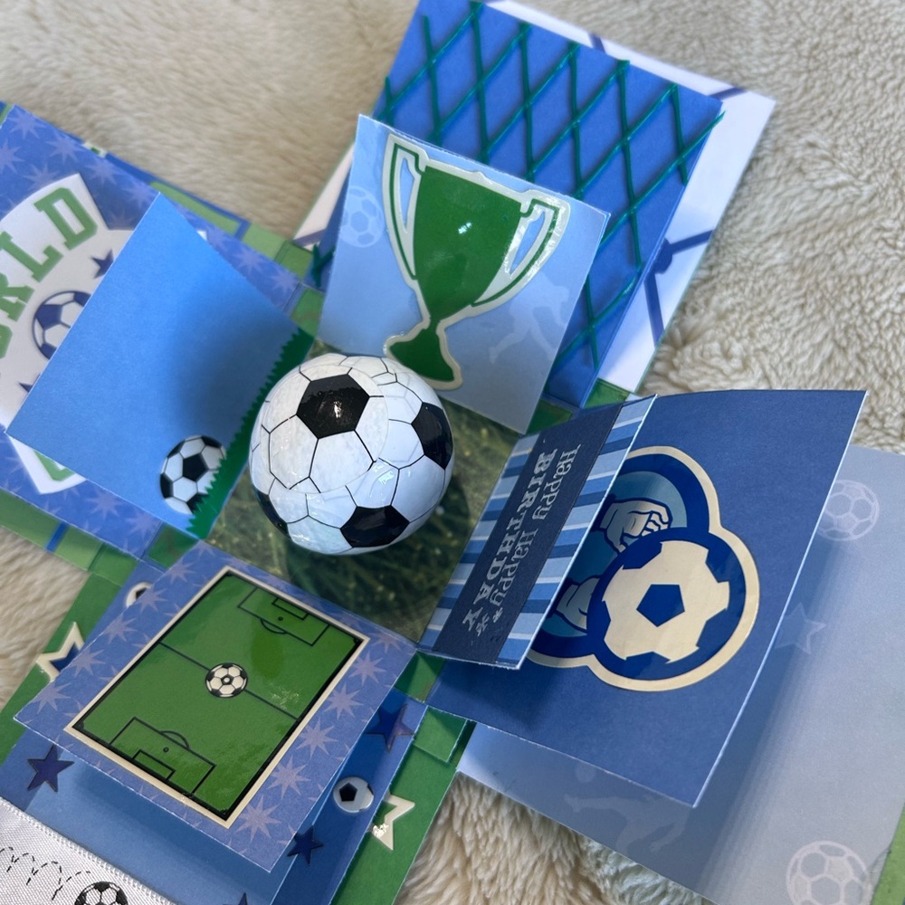 Soccer Themed handmade 3D explosion box Birthday Card - Picture 5 of 5